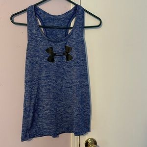 Under Armour Athletic Racerback Tank Top Speckled Blue w/ Logo